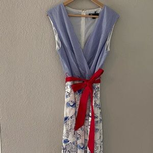 Be by Chetta B blue and white stripe with red tie